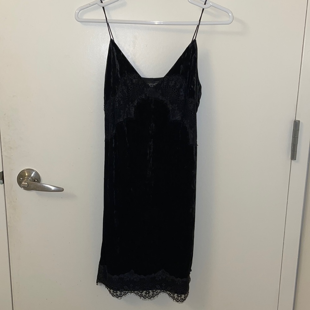 Black mini slip dress
